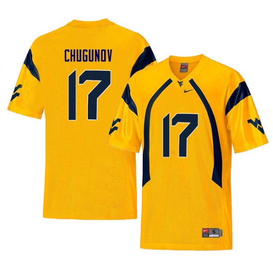 Men's West Virginia Mountaineers NCAA #17 Mitch Chugunov Yellow Authentic Nike Retro Stitched College Football Jersey WO15T41EZ